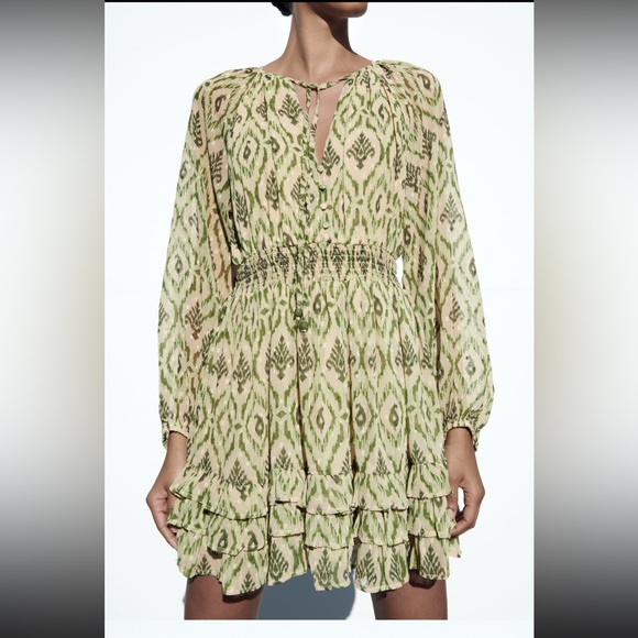 ZARA Printed Plumetis Dress - Size S - Picture 5 of 8